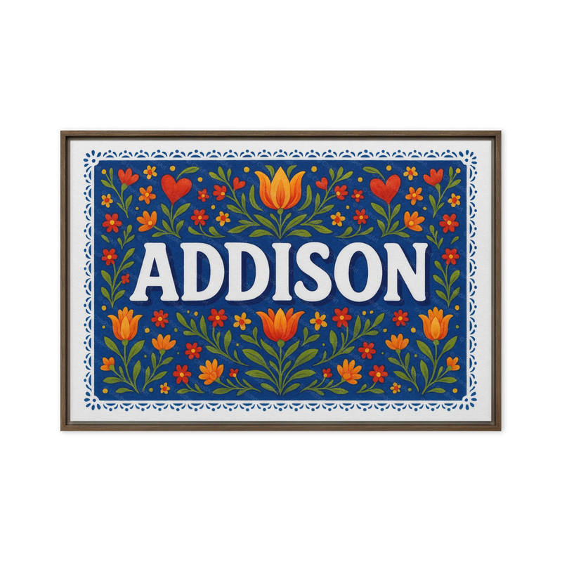 Addison Name Art - Floral Farmhouse personalized wall print for kids