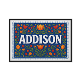 Addison Name Art - Floral Farmhouse personalized wall print for kids