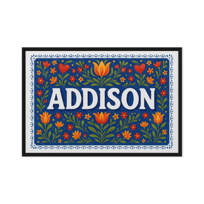 Addison Name Art - Floral Farmhouse personalized wall print for kids