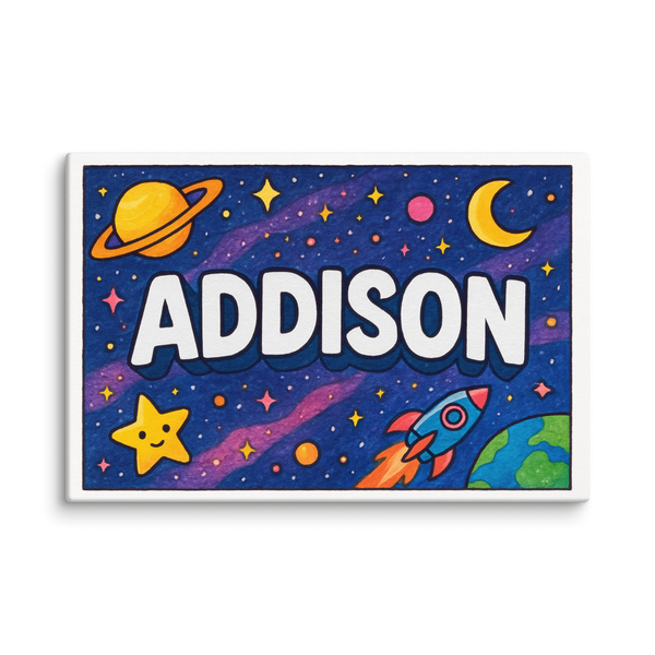 Space explorers themed name art featuring Addison
