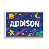 Addison Name Art - Space Explorers personalized wall print for kids