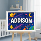 Addison Name Art - Space Explorers personalized wall print for kids
