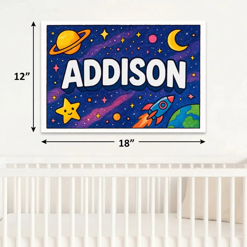 Addison Name Art - Space Explorers personalized wall print for kids