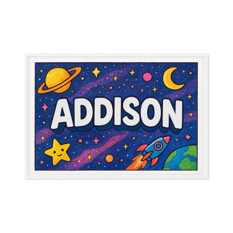 Addison Name Art - Space Explorers personalized wall print for kids