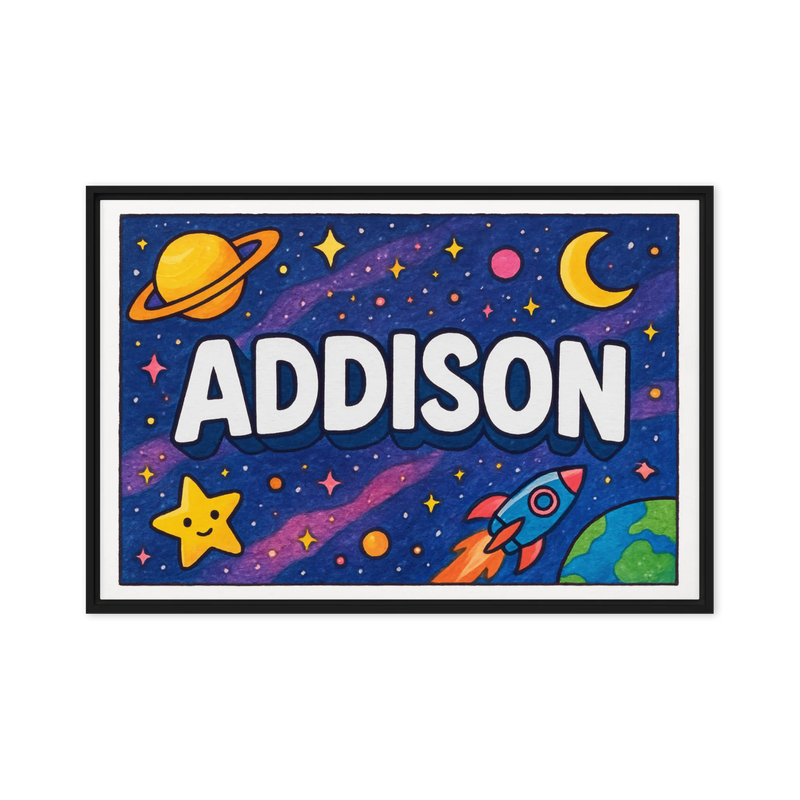 Addison Name Art - Space Explorers personalized wall print for kids