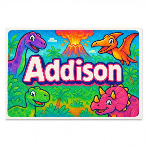 Personalized Addison name art print in the Dinosaur adventure style