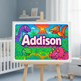 Addison Name Art - Dinosaur Adventure personalized wall print for kids