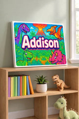 Addison Name Art - Dinosaur Adventure personalized wall print for kids