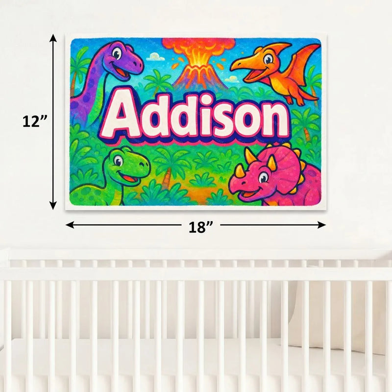Addison Name Art - Dinosaur Adventure personalized wall print for kids