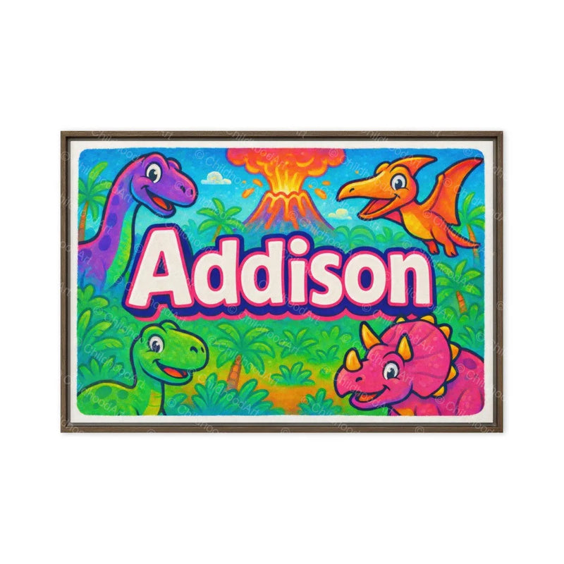 Addison Name Art - Dinosaur Adventure personalized wall print for kids