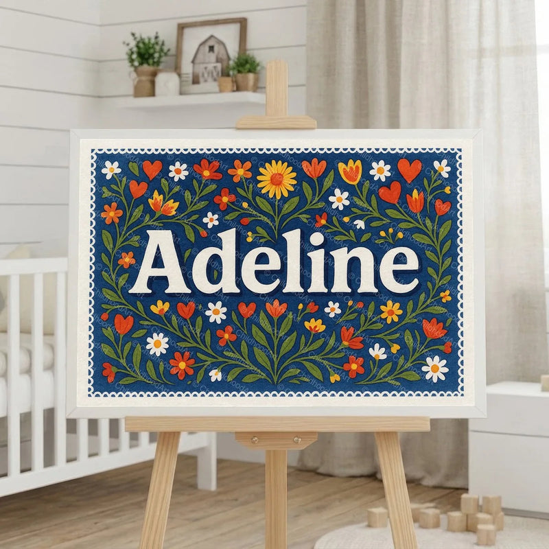 Calm personalized name art for Adeline