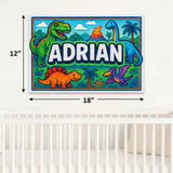 Ian Name Art - Dinosaur Adventure personalized wall print for kids