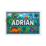 Ian Name Art - Dinosaur Adventure personalized wall print for kids