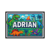 Ian Name Art - Dinosaur Adventure personalized wall print for kids