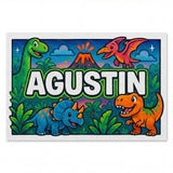 Agustin Name Art - Dinosaur Adventure personalized wall print for kids