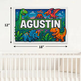 Agustin Name Art - Dinosaur Adventure personalized wall print for kids