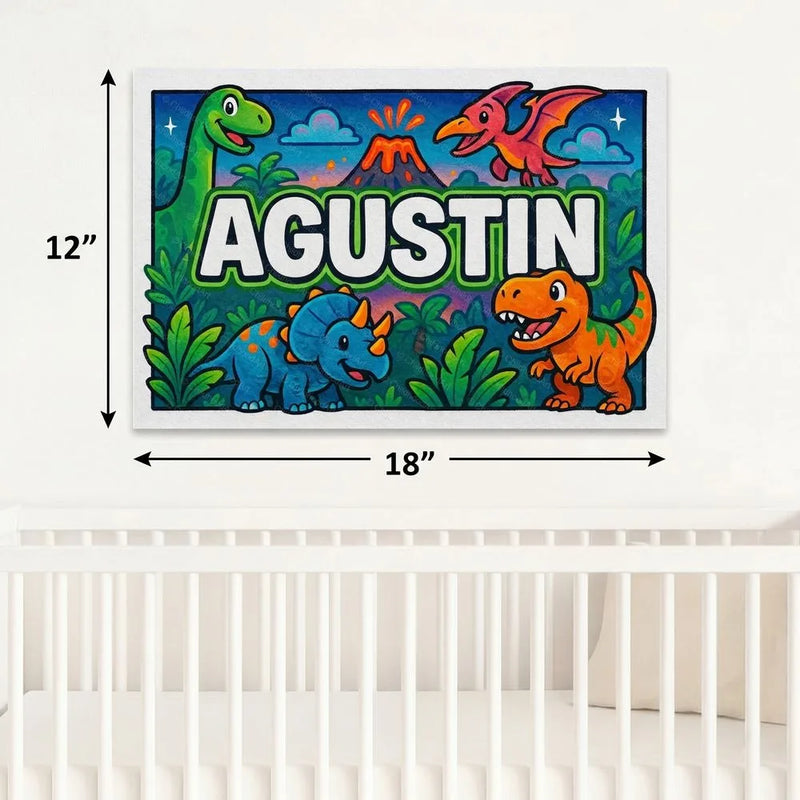 Agustin Name Art - Dinosaur Adventure personalized wall print for kids