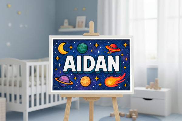 "Aidan" Amongst the Stars Personalized Space Artwork