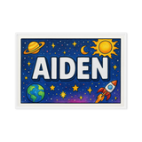 Aiden Name Art - Space Explorers personalized wall print for kids
