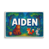Aiden Name Art - Forest Friends personalized wall print for kids