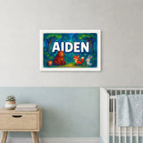 Aiden Name Art - Forest Friends personalized wall print for kids
