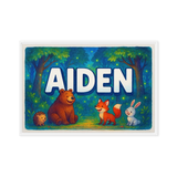 Aiden Name Art - Forest Friends personalized wall print for kids