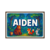 Aiden Name Art - Forest Friends personalized wall print for kids