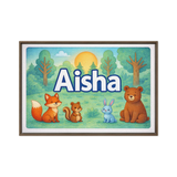 Aisha Name Art - Forest Friends personalized wall print for kids