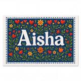 Aisha Name Art - Floral Farmhouse personalized wall print for kids