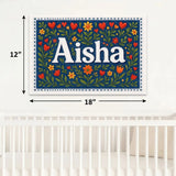 Aisha Name Art - Floral Farmhouse personalized wall print for kids