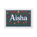 Aisha Name Art - Floral Farmhouse personalized wall print for kids