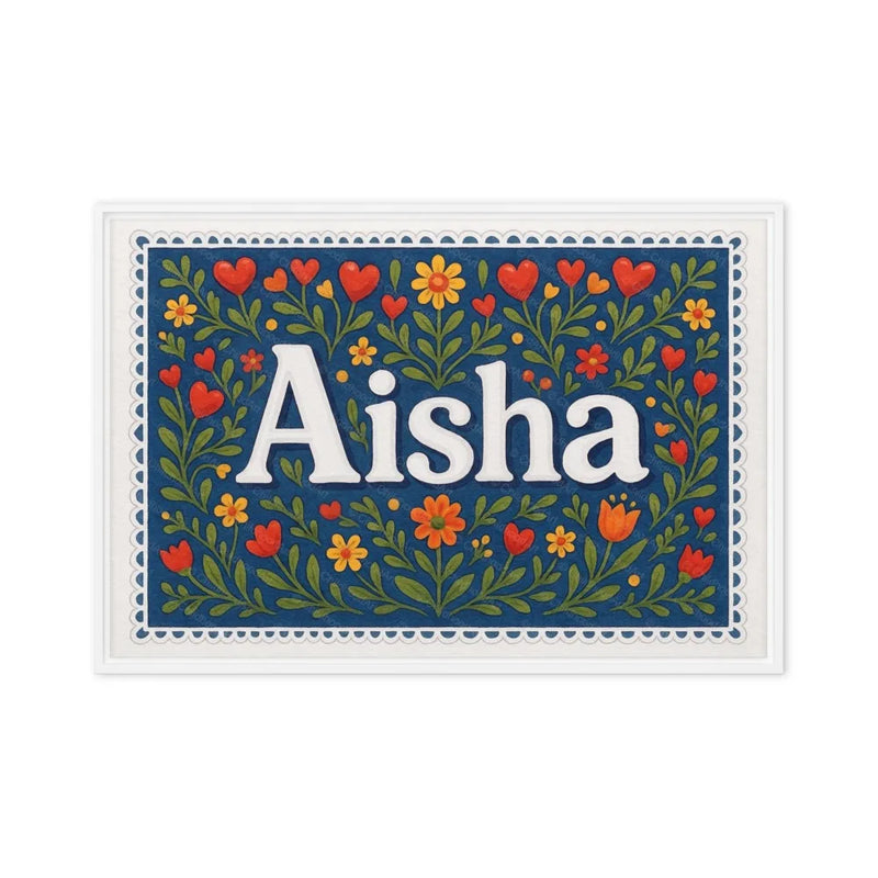Aisha Name Art - Floral Farmhouse personalized wall print for kids
