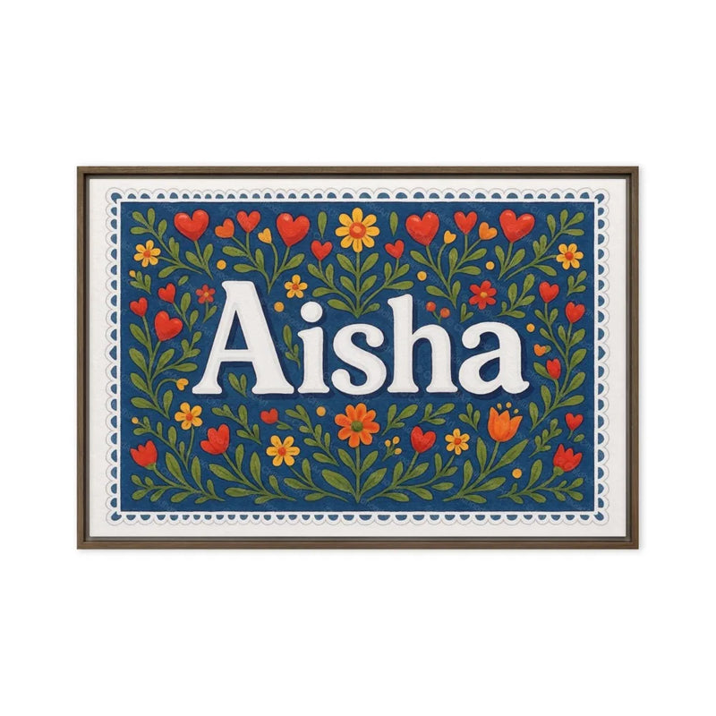 Aisha Name Art - Floral Farmhouse personalized wall print for kids