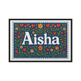 Aisha Name Art - Floral Farmhouse personalized wall print for kids