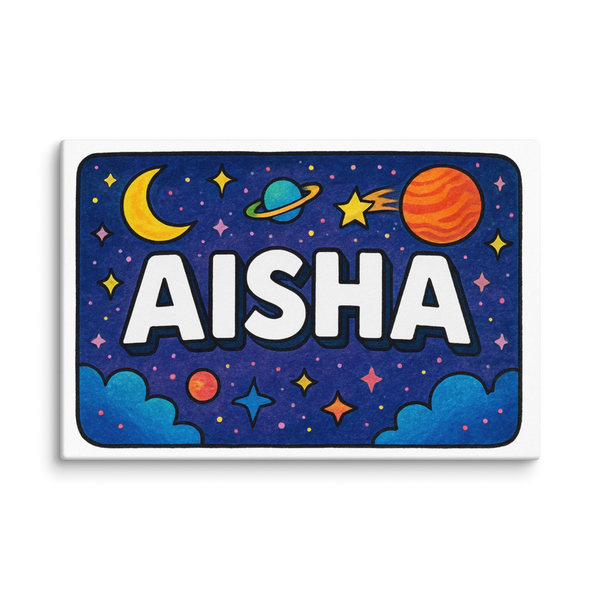 Custom Aisha wall art with Space explorers illustration