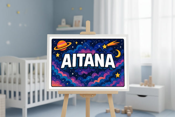 "Aitana" Amongst the Stars Personalized Space Artwork