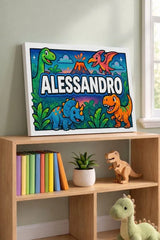 Alessandro Name Art - Dinosaur Adventure personalized wall print for kids