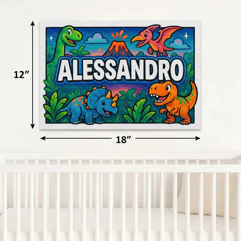 Alessandro Name Art - Dinosaur Adventure personalized wall print for kids