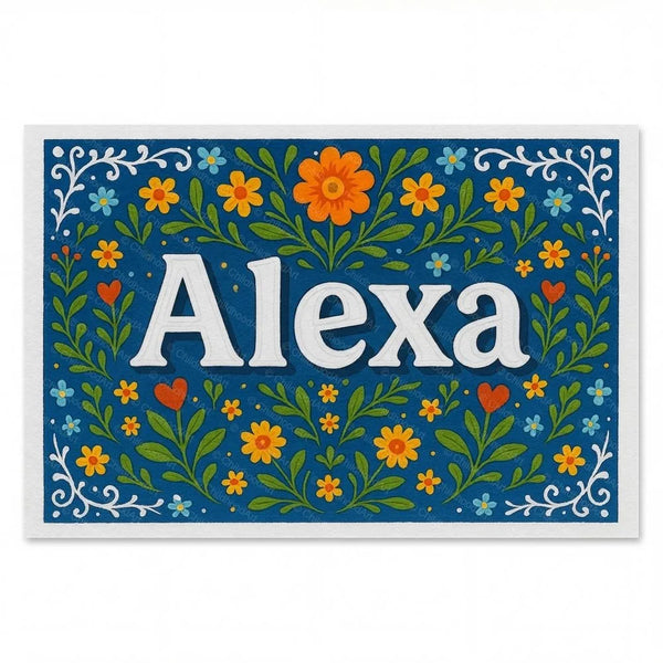 Personalized Alexa name art print in the Floral farmhouse style