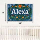 Alexa Name Art - Floral Farmhouse personalized wall print for kids