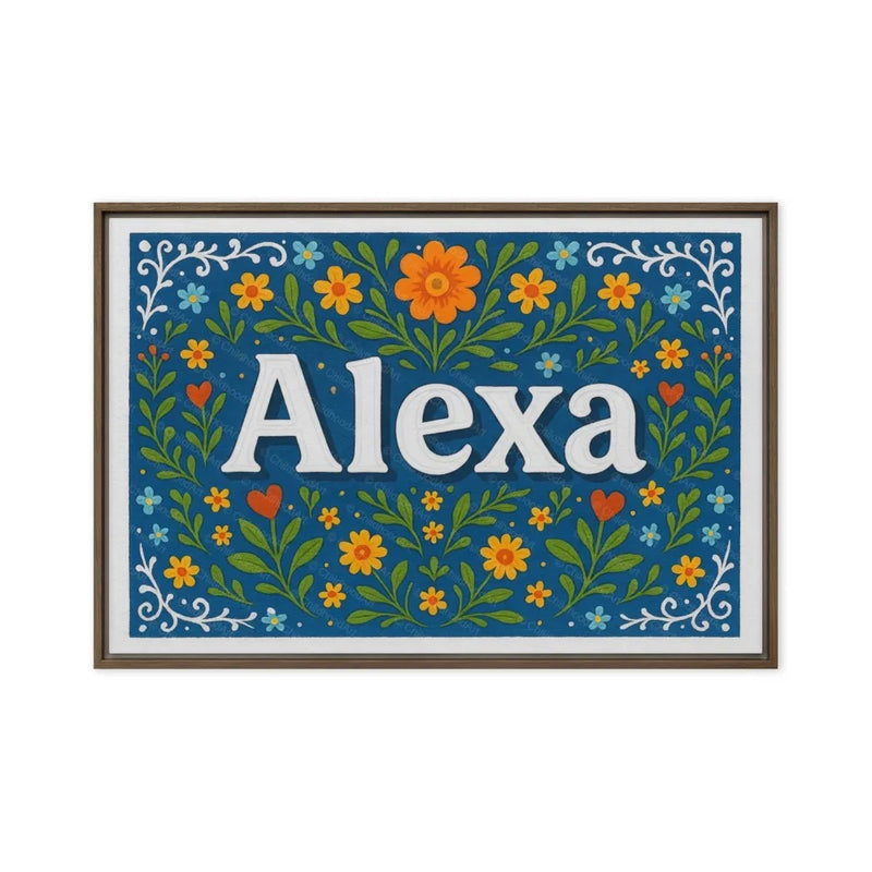 Alexa Name Art - Floral Farmhouse personalized wall print for kids