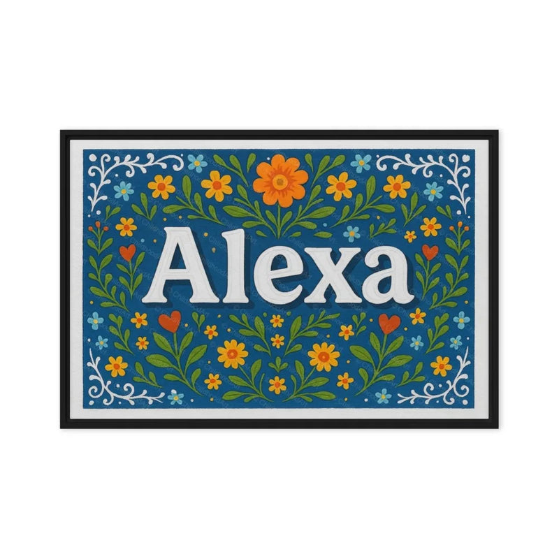 Alexa Name Art - Floral Farmhouse personalized wall print for kids