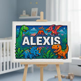 Alexis Name Art - Dinosaur Adventure personalized wall print for kids