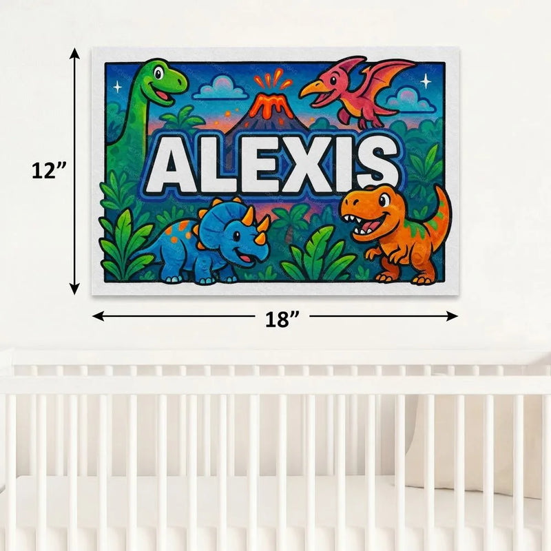 Alexis Name Art - Dinosaur Adventure personalized wall print for kids