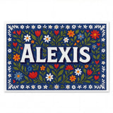 Alexis Name Art - Floral Farmhouse personalized wall print for kids