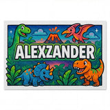 Alexzander Name Art - Dinosaur Adventure personalized wall print for kids