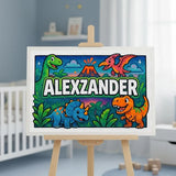 Alexzander Name Art - Dinosaur Adventure personalized wall print for kids