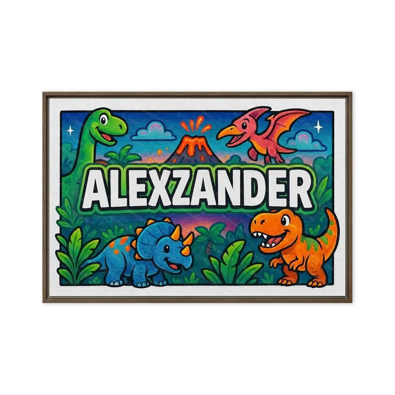 Alexzander Name Art - Dinosaur Adventure personalized wall print for kids