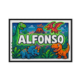 Alfonso Name Art - Dinosaur Adventure personalized wall print for kids