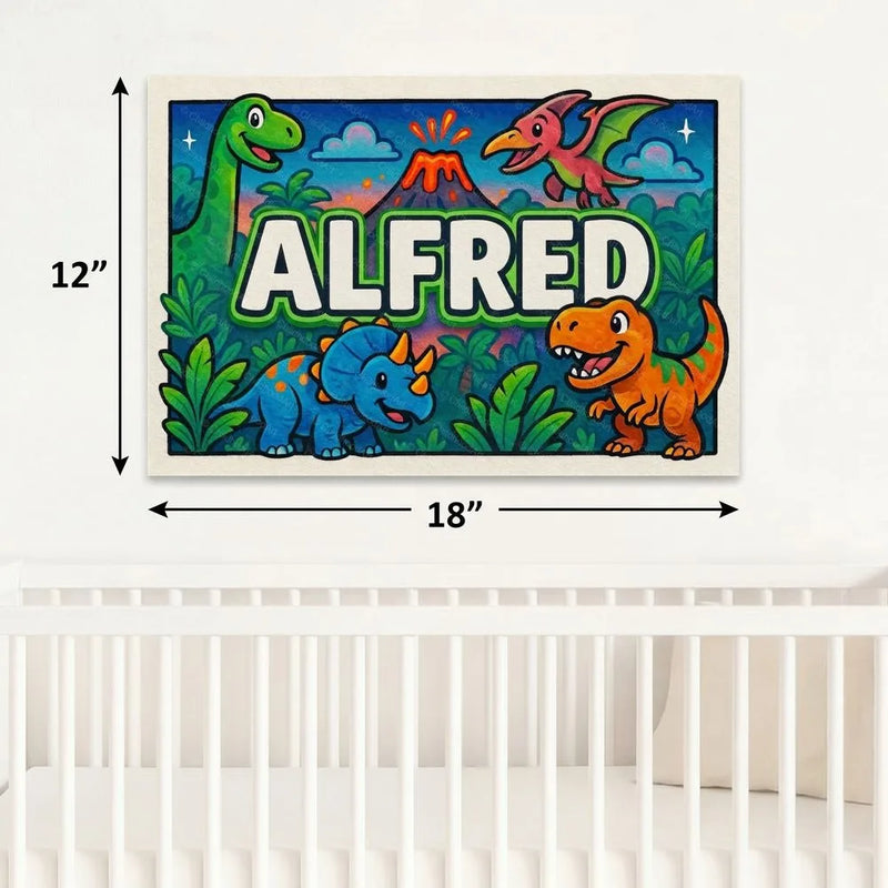 Alfred Name Art - Dinosaur Adventure personalized wall print for kids
